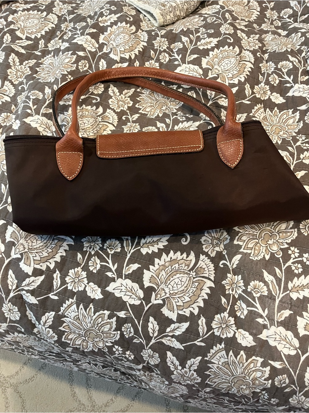 Longchamp Brown Nylon Tote with Tan Leather Trim (large size) - Picture 2 of 3